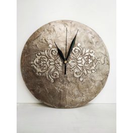   Antik Stílusú Bronz vagy Ezüst Színű Falióra Sturktúrált Felülettel