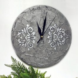  Antik Stílusú Ezüst Színű Falióra Sturktúrált Felülettel